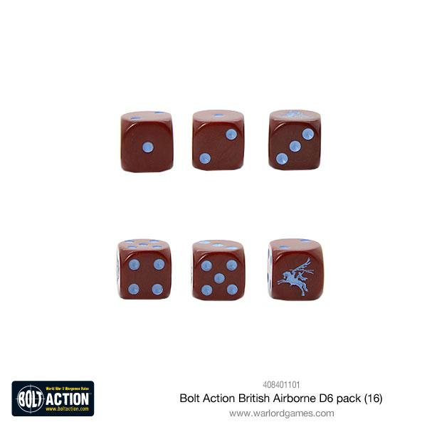 Warlord Games Bolt Action British Airborne Würfel – 16 Maroon Würfel Mit Pegasus-Symbol