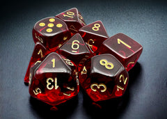 Translucent Crimson/Gold Polyhedral 7-Dice Set With Bonus Die