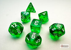 Chessex: Translucent Mini-hedral Green/White 7-Die Set