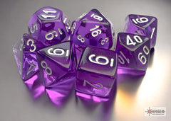 Chessex: Translucent Mini-hedral Purple/White 7-Die Set