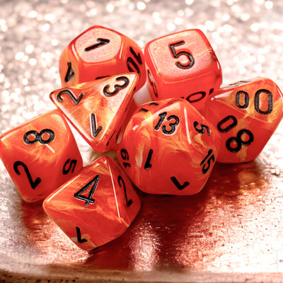 Role Playing Games, Chessex: Vortex Mini-hedral Orange/Black 7-Die Set