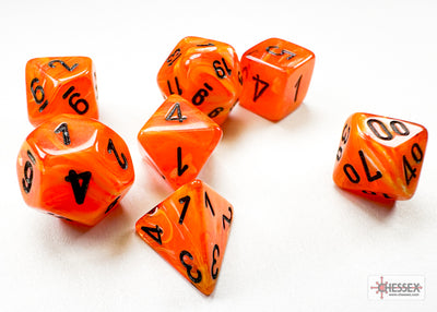 Role Playing Games, Chessex: Vortex Mini-hedral Orange/Black 7-Die Set