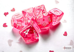 Chessex: Translucent Mini-hedral Pink/White 7-Die Set