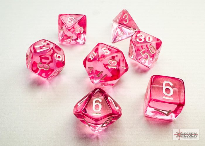 Chessex: Translucent Mini-hedral Pink/White 7-Die Set