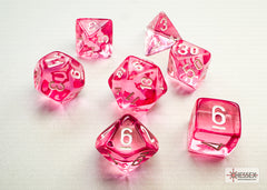 Chessex: Translucent Mini-hedral Pink/White 7-Die Set