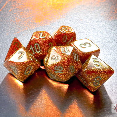 Role Playing Games, Chessex: Glitter Mini-hedral Gold/Silver 7-Die Set