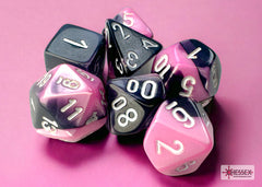 Chessex: Gemini Mini-hedral Black-Pink/White 7-Die Set