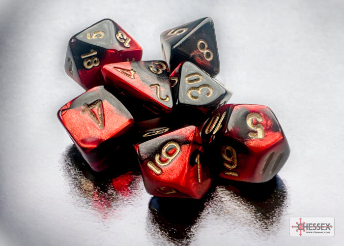 Chessex: Gemini Mini-hedral Black-Red/Gold 7-Die Set