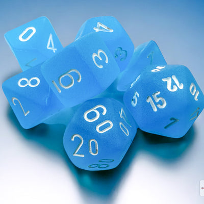 Role Playing Games, Chessex: Frosted Mini-hedral Caribbean Blue/White 7-Die Set