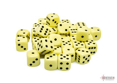 Chessex: Opaque Pastel Yellow/Black 12mm d6 Dice Block 36 dice