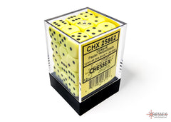 Chessex: Opaque Pastel Yellow/Black 12mm d6 Dice Block 36 dice