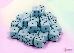 Chessex: Opaque Pastel Blue/Black 12mm d6 Dice Block 36 dice