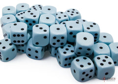 Chessex: Opaque Pastel Blue/Black 12mm d6 Dice Block 36 dice