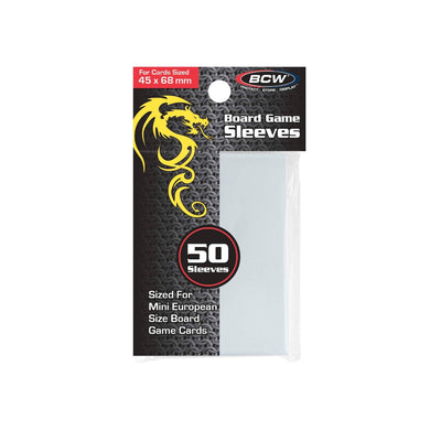 Accessories, BCW: Board Game Sleeves – Mini European 45mm x 68mm 50 Pack