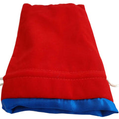 Fanroll: Large Red Velvet Dice Bag with Blue Satin Liner