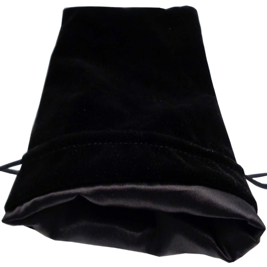Fanroll: Large Black Velvet Dice Bag with Black Satin Liner