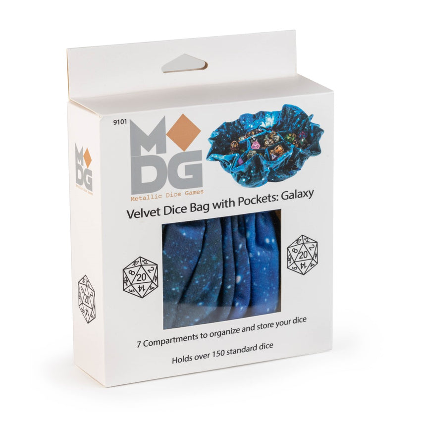 MDG Velvet Compartment Dice Bag with Pockets: Galaxy