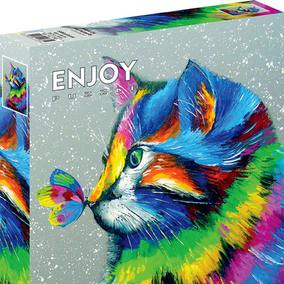 Jigsaw Puzzles, Enjoy Puzzle: Bright Cat and Butterfly 1000pc Puzzle