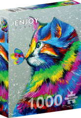 Enjoy Puzzle: Bright Cat and Butterfly 1000pc Puzzle