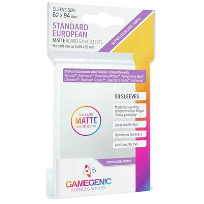 Accessories, Gamegenic MATTE Sleeves: Standard European 62 x 94mm 50pc