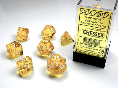 Dice, Translucent Yellow/White 7 Set