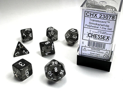 Dice, Translucent Smoke/White 7-Set