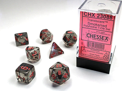 Dice, Transulcent Smoke/Red 7-Set