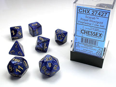 Scarab Royal Blue/Gold 7 Poly Dice