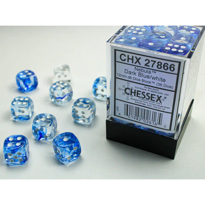 Dice, Nebula Dark Blue/White D6 36PK