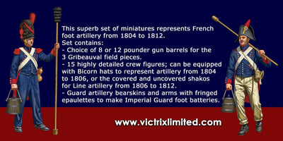 Miniatures, French Napoleonic Artillery Foot 1804 to 1812