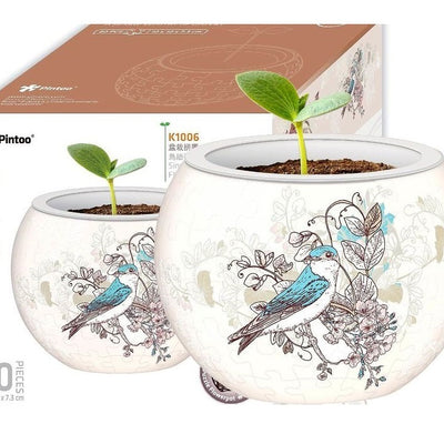 Jigsaw Puzzles, Pintoo Flowerpot Puzzle: Singing Birds and Flowers
