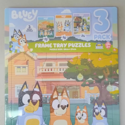Kid's Jigsaws, Bluey Frame Tray Puzzle 3-Pack