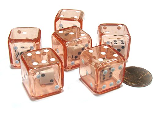 19mm Clear Red D6 Double Dice