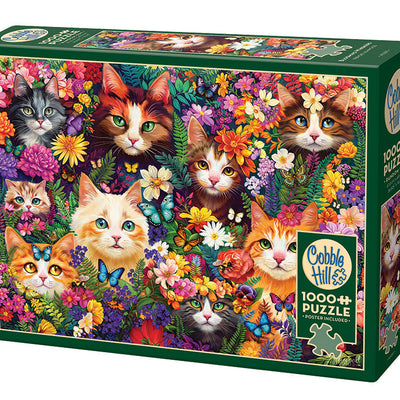 Jigsaw Puzzles, Cobble Hill: Blooming Whiskers 1000pc Compact Puzzle