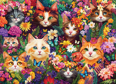 Jigsaw Puzzles, Cobble Hill: Blooming Whiskers 1000pc Compact Puzzle
