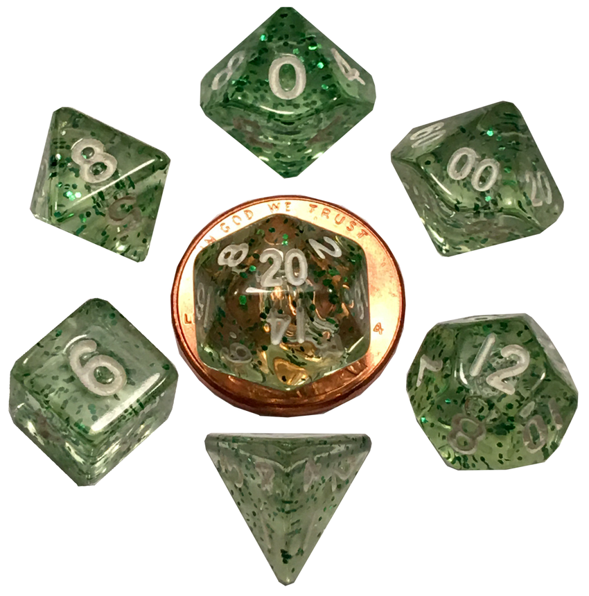 Fanroll: Ethereal Green 10mm Mini Polyhedral Dice Set