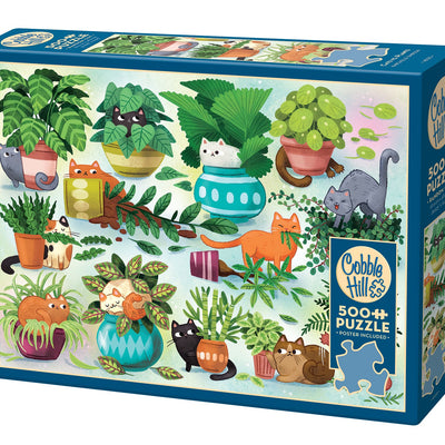 Jigsaw Puzzles, Cobble Hill: Cats vs. Plants 500pc Compact Puzzle