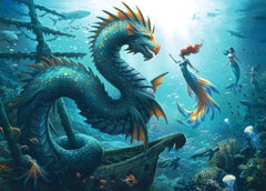 Ravensburger: Enchanted Depths Dragon Mermaid and Turtles 1000pc Puzzle