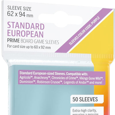 Accessories, Gamegenic Prime Sleeves: Standard European 62 x 94mm 50pc