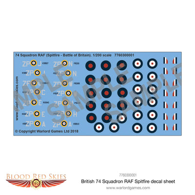 Products, 74 Squadron RAF Spitfire Decal Sheet