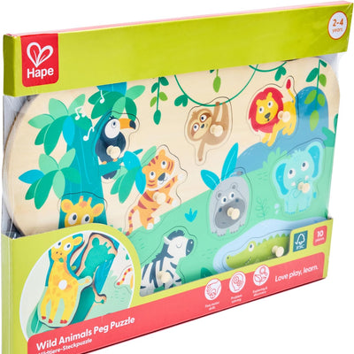 Kid's Jigsaws, Hape Peg Puzzle: Wild Animals