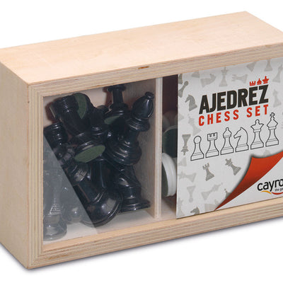 Traditional Games, Plastic Chess Pieces in a Wooden Box