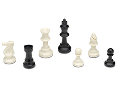 Plastic Chess Pieces in a Wooden Box