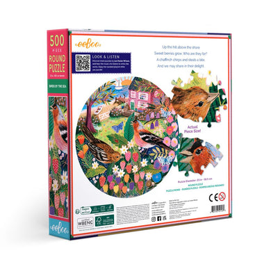 Jigsaw Puzzles, eeBoo: Birds by the Sea 500pc Round Puzzle