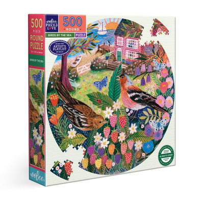 Jigsaw Puzzles, eeBoo: Birds by the Sea 500pc Round Puzzle