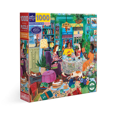Jigsaw Puzzles, eeBoo: Books & Tea by the Sea 1000pc Puzzle