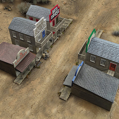 Terrain, Dead Man's Hand: Two-Horse Town Double & Single Storey Building Bundle