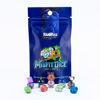 Role Playing Games, Fanroll: Mystery Misfit Mini Resin Polyhedral Dice Pack with Two Dice Sets