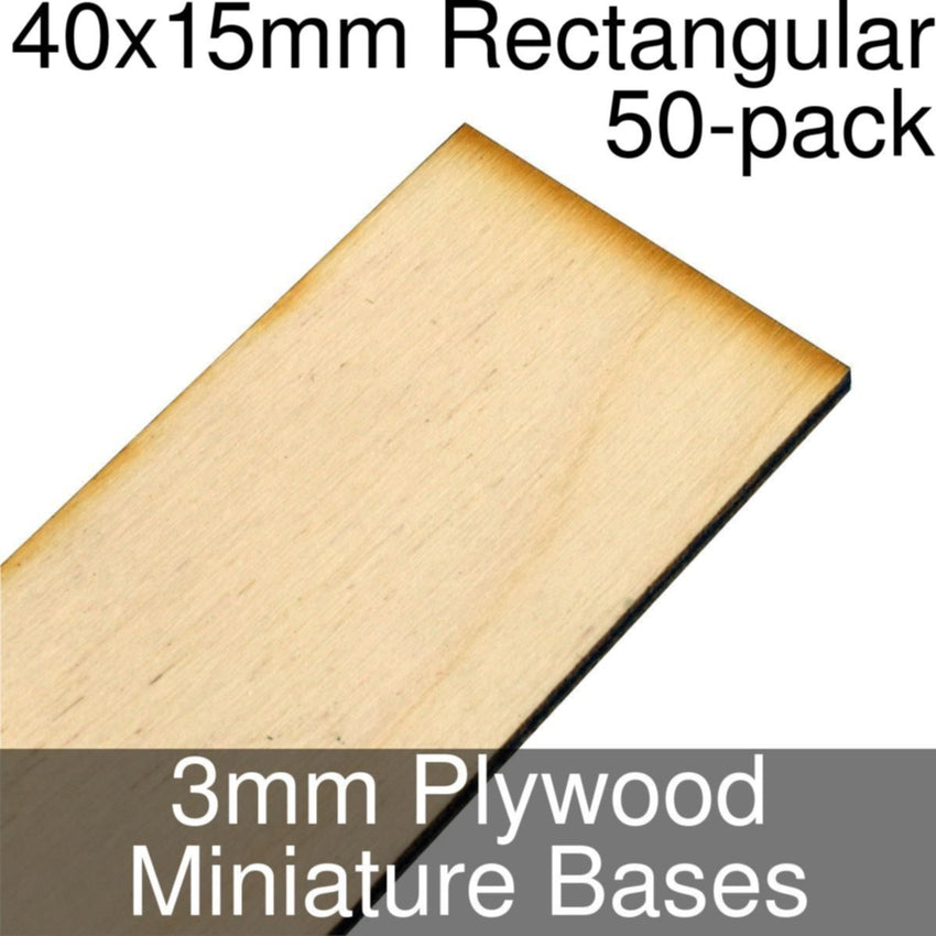 Miniature Bases Rectangular 40x15mm 3mm Plywood 50PK