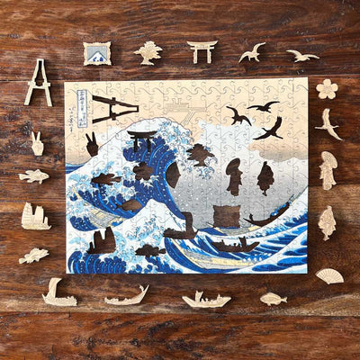 Jigsaw Puzzles, The Great Wave 253pc Wooden Puzzle